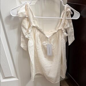 Urban Outfitters Cream Tie-Strap Blouse